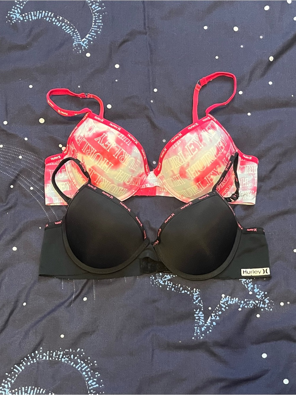 Bundle of 2 Hurley Size 34B Bras Punk Black